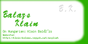 balazs klain business card